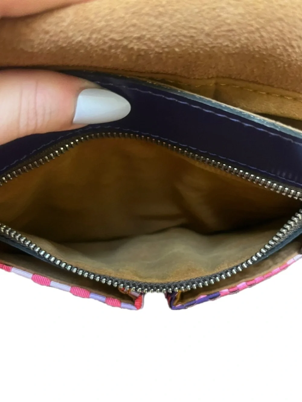 Patricia Nash Granada Crossbody Bag Ribbons & Rafia Purple & Pink Weave - Picture 7 of 11